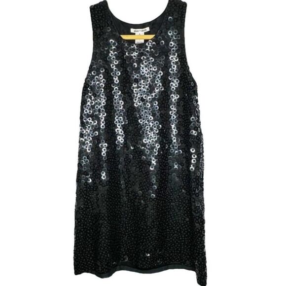 Alice & Olivia Silk Black Sequined Mini Dress - Picture 1 of 6